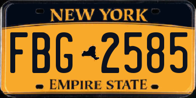 NY license plate FBG2585
