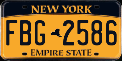 NY license plate FBG2586
