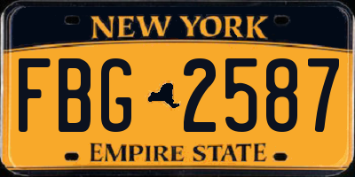NY license plate FBG2587
