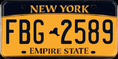 NY license plate FBG2589