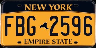 NY license plate FBG2596