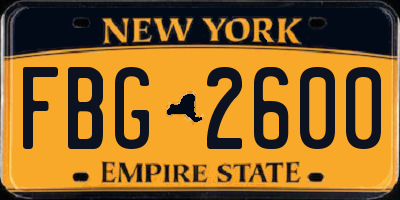 NY license plate FBG2600