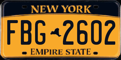 NY license plate FBG2602
