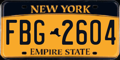 NY license plate FBG2604