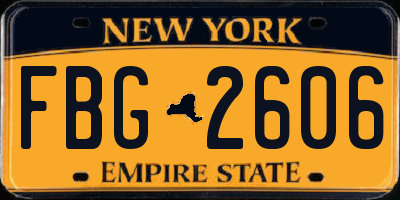 NY license plate FBG2606
