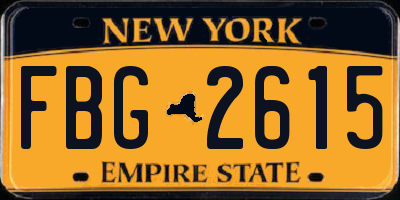 NY license plate FBG2615