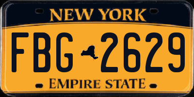 NY license plate FBG2629