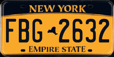 NY license plate FBG2632