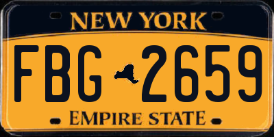 NY license plate FBG2659