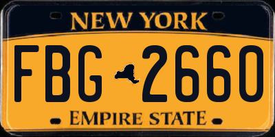 NY license plate FBG2660