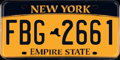 NY license plate FBG2661