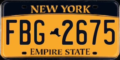 NY license plate FBG2675