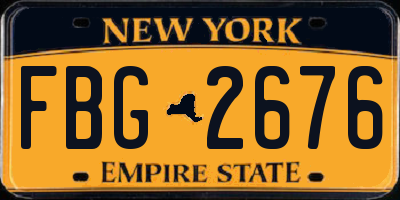 NY license plate FBG2676