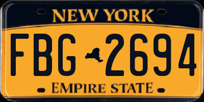 NY license plate FBG2694
