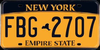 NY license plate FBG2707