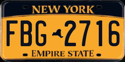 NY license plate FBG2716