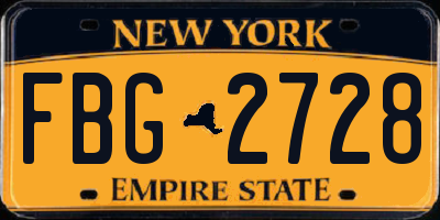 NY license plate FBG2728