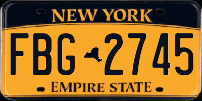 NY license plate FBG2745