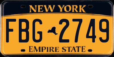 NY license plate FBG2749