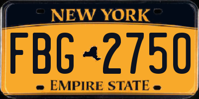 NY license plate FBG2750