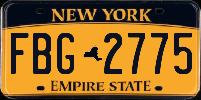 NY license plate FBG2775