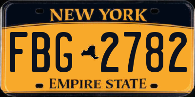 NY license plate FBG2782