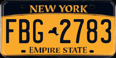 NY license plate FBG2783