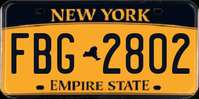 NY license plate FBG2802