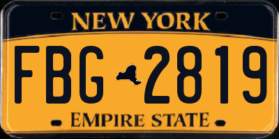 NY license plate FBG2819