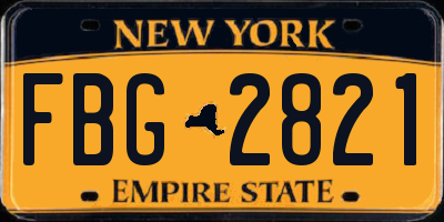 NY license plate FBG2821