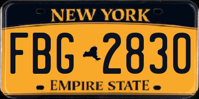 NY license plate FBG2830