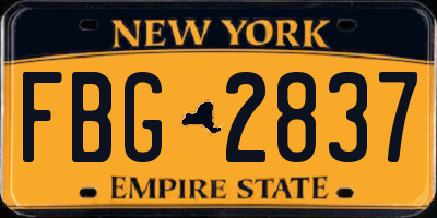 NY license plate FBG2837