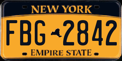 NY license plate FBG2842