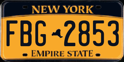NY license plate FBG2853