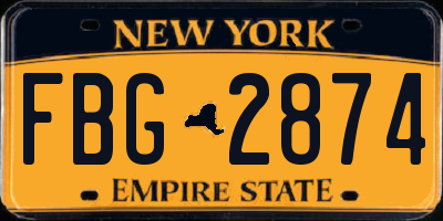 NY license plate FBG2874