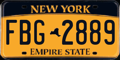 NY license plate FBG2889