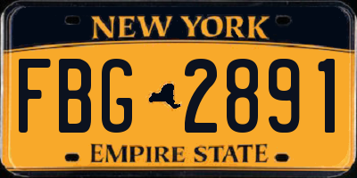NY license plate FBG2891