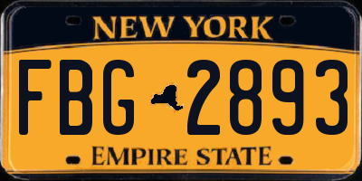 NY license plate FBG2893