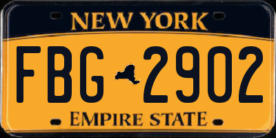 NY license plate FBG2902
