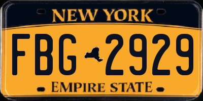 NY license plate FBG2929