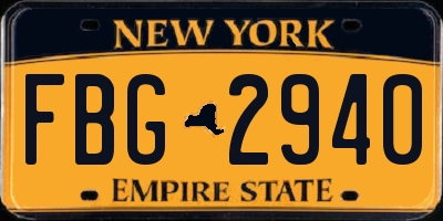 NY license plate FBG2940