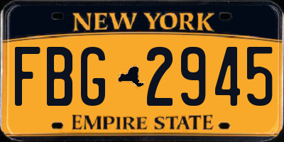 NY license plate FBG2945