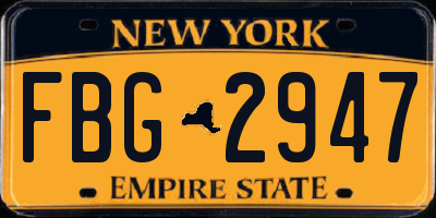 NY license plate FBG2947