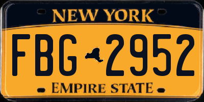 NY license plate FBG2952