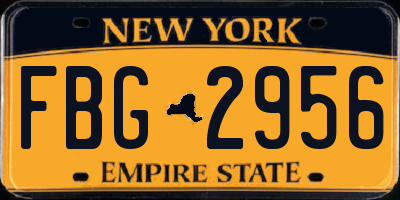 NY license plate FBG2956
