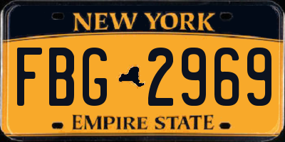 NY license plate FBG2969