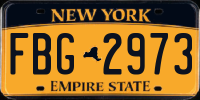 NY license plate FBG2973
