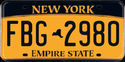 NY license plate FBG2980