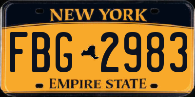 NY license plate FBG2983