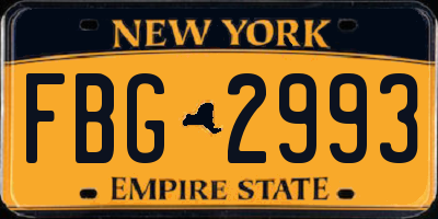 NY license plate FBG2993